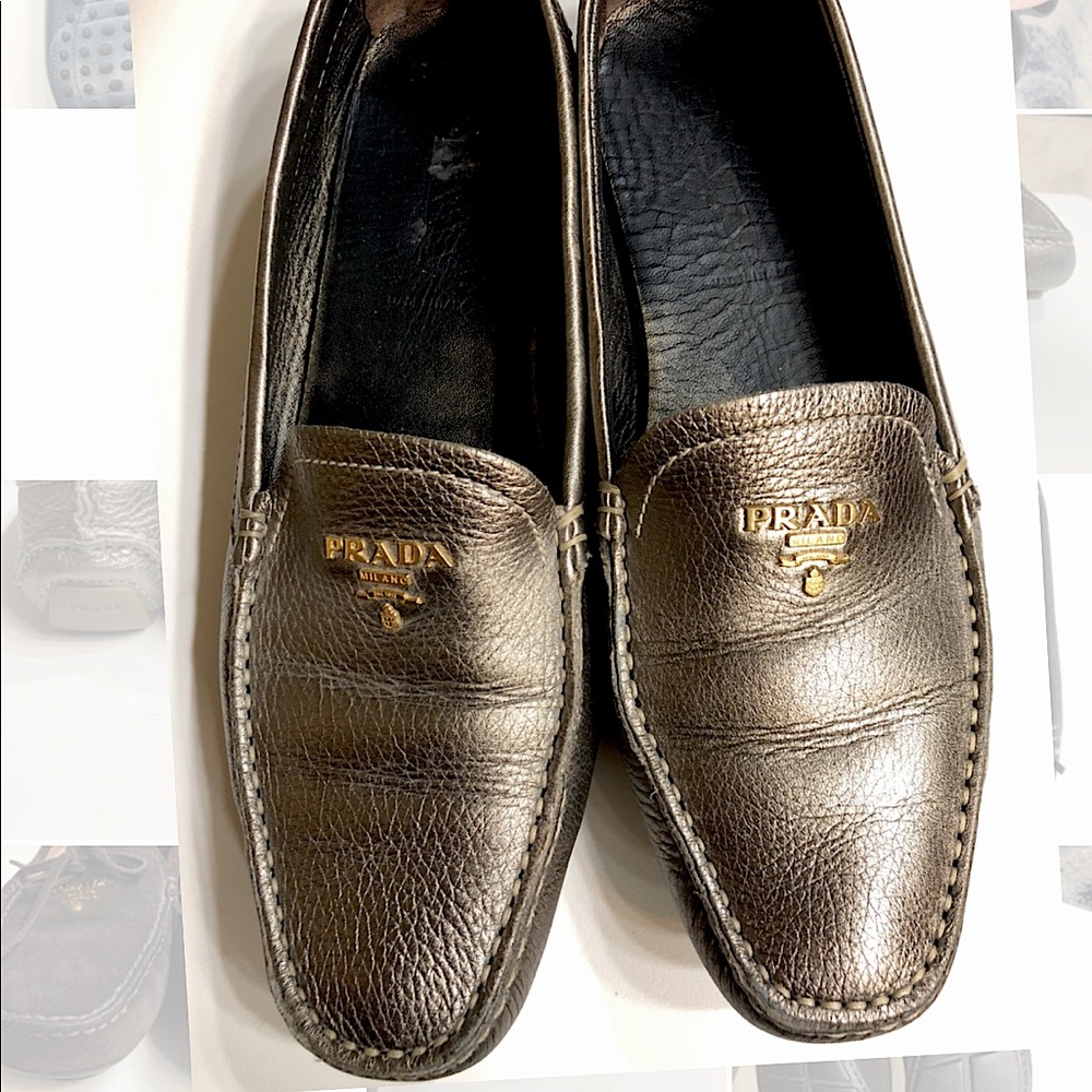 Prada Sport Leather loafers
Metallic & Silver
Round-Toes
Platform